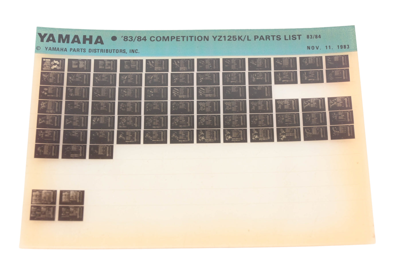 OEM Yamaha AN002-248 1983/84 Competition YZ125K/L Parts List Microfiche Rev:11/11/1983