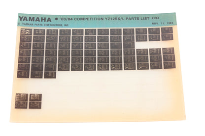 OEM Yamaha AN002-248 1983/84 Competition YZ125K/L Parts List Microfiche Rev:11/11/1983