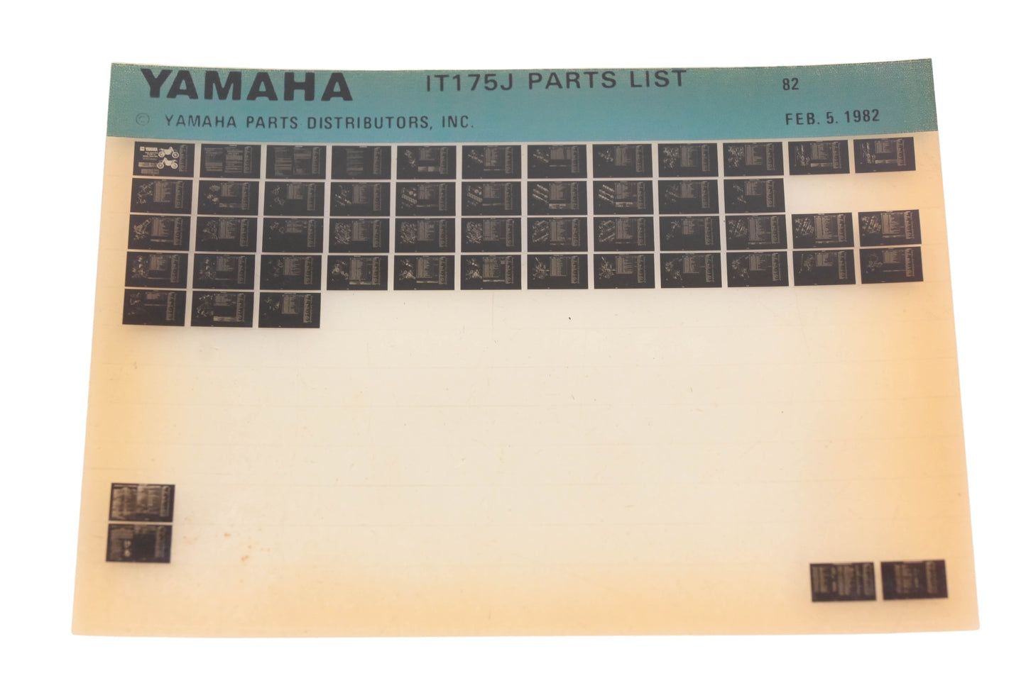 OEM Yamaha AM010-60 1983 IT175J Parts List Microfiche Rev:2/5/1982