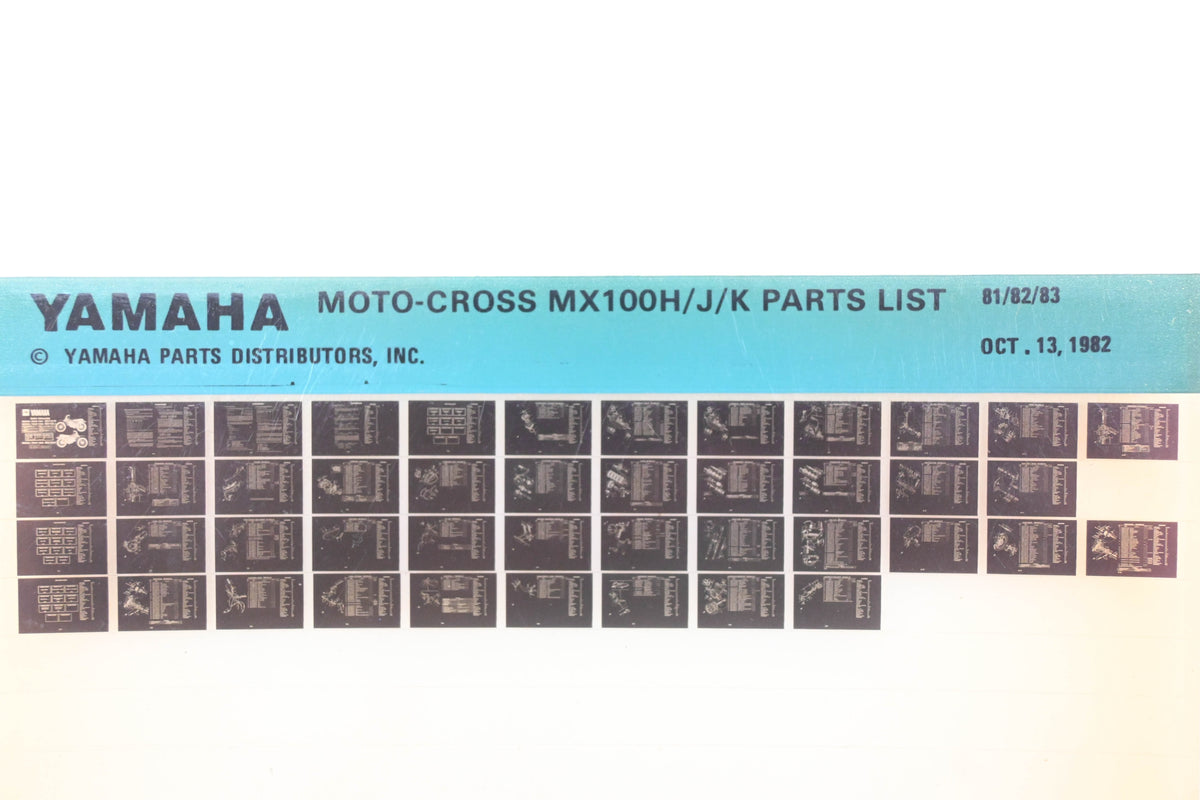 OEM Yamaha AM010-63 1981-83 Moto-Cross MX100H/J/K Parts List Microfiche Rev:10/13/1982