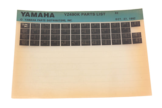 OEM Yamaha AM010-65 1983 YZ490K Parts List Microfiche Rev:10/27/1982