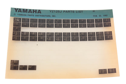 OEM Yamaha AM010-66 1982 YZ125J Parts List Microfiche Rev:2/23/1982
