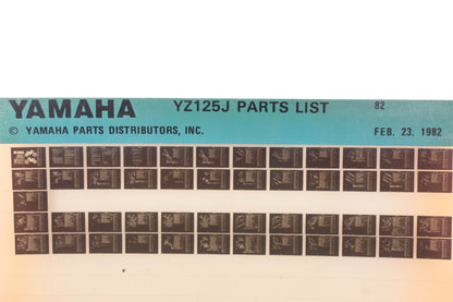 OEM Yamaha AM010-66 1982 YZ125J Parts List Microfiche Rev:2/23/1982
