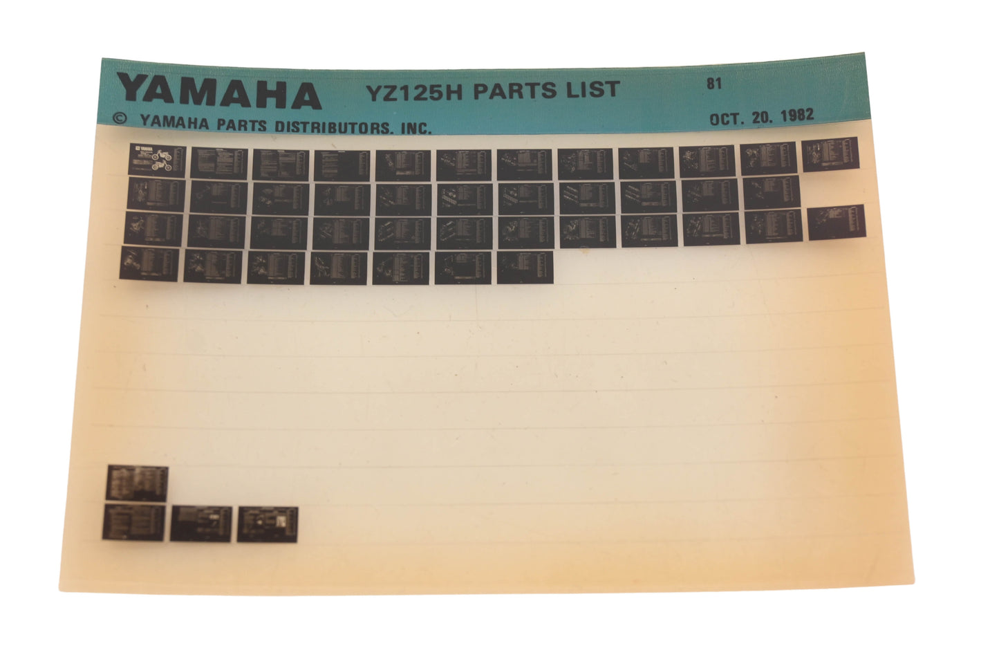 OEM Yamaha AM010-71 1981 YZ125H Parts List Microfiche Rev:10/20/1982