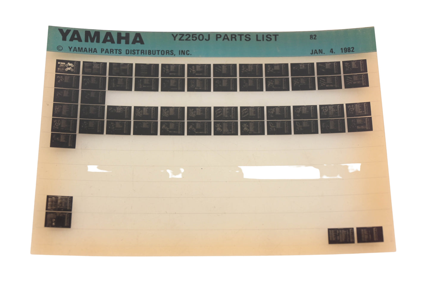 OEM Yamaha AM010-72 1982 YZ250J Parts List Microfiche Rev:1/4/1982