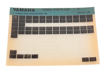 OEM Yamaha AM010-73 1982 YZ250J Parts List Microfiche Rev:3/9/1982