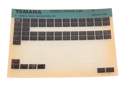OEM Yamaha AM010-73 1982 YZ250J Parts List Microfiche Rev:3/9/1982