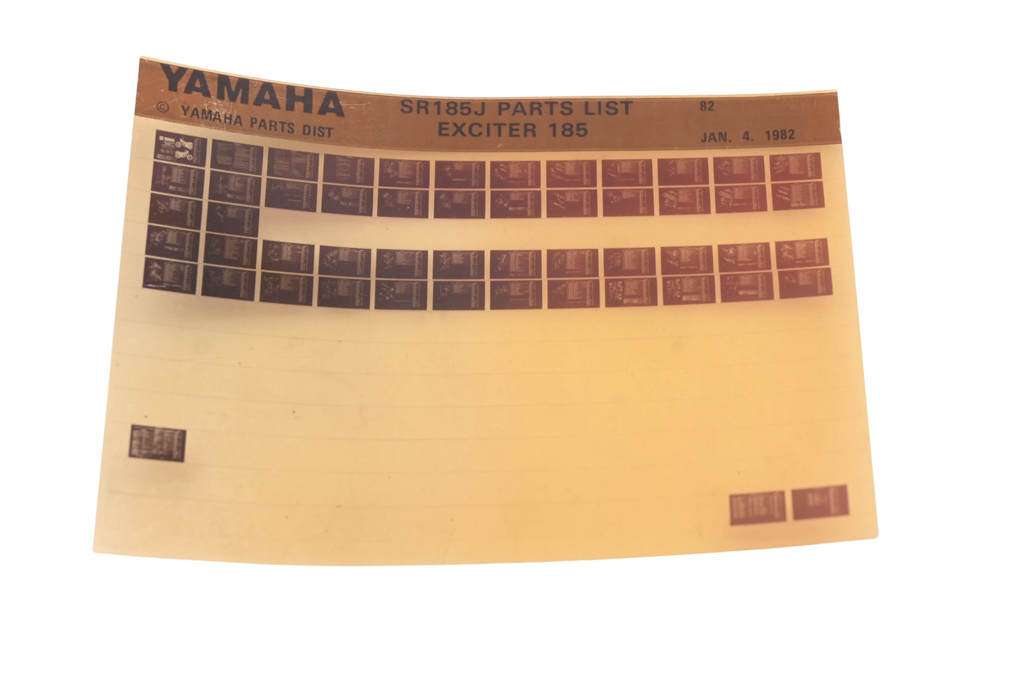 OEM Yamaha AM010-75 1982 SR185J Exciter 185 Parts List Microfiche Rev:1/4/1982