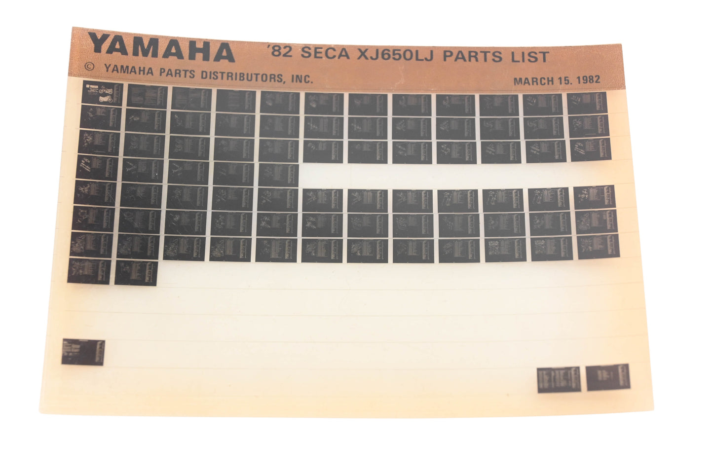 OEM Yamaha AM010-76 1982 SECA XJ650LJ Parts List Microfiche Rev:3/15/1982