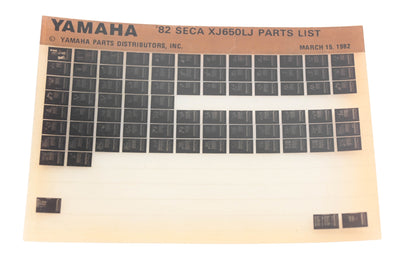 OEM Yamaha AM010-76 1982 SECA XJ650LJ Parts List Microfiche Rev:3/15/1982