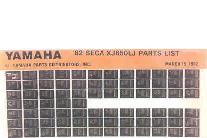OEM Yamaha AM010-76 1982 SECA XJ650LJ Parts List Microfiche Rev:3/15/1982