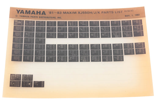 OEM Yamaha AM010-77 1981-83 Maxim XJ55H/J/K Parts List Microfiche Rev:11/1/1982
