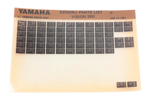 OEM Yamaha AM010-78 1982 XZ550RJ Vision 550 Parts List Microfiche Rev:1/13/1982
