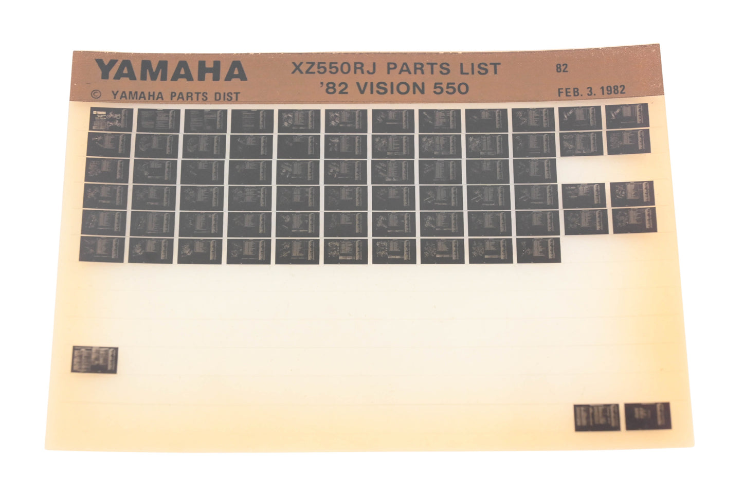 OEM Yamaha AM010-79 1982 XZ550RJ Vision 550 Parts List Microfiche Rev:2/3/1982