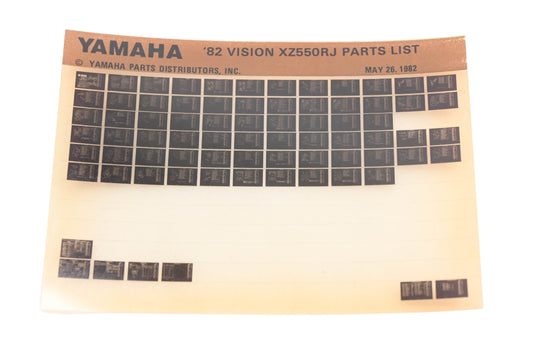 OEM Yamaha AM010-80 1982 XZ550RJ Vision 550 Parts List Microfiche Rev:5/26/1982
