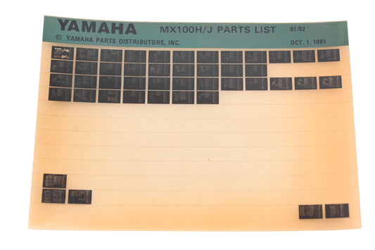 OEM Yamaha AM010-81 1981/82 MX100H/J Parts List Microfiche Rev:10/1/1981