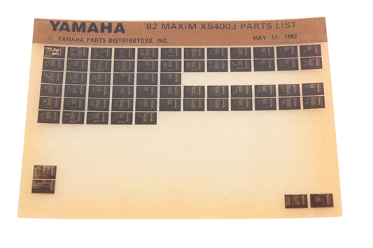 OEM Yamaha AM010-83 1982 Maxim XS400J Parts List Microfiche Rev:5/17/1982