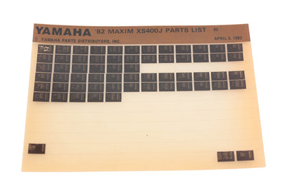 OEM Yamaha AM010-84 1982 Maxim XS400J Parts List Microfiche Rev:4/5/1982