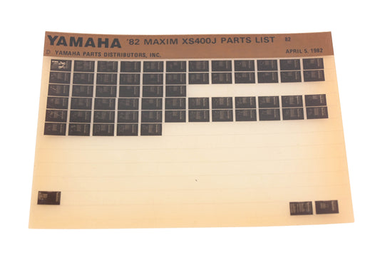 OEM Yamaha AM010-84 1982 Maxim XS400J Parts List Microfiche Rev:4/5/1982
