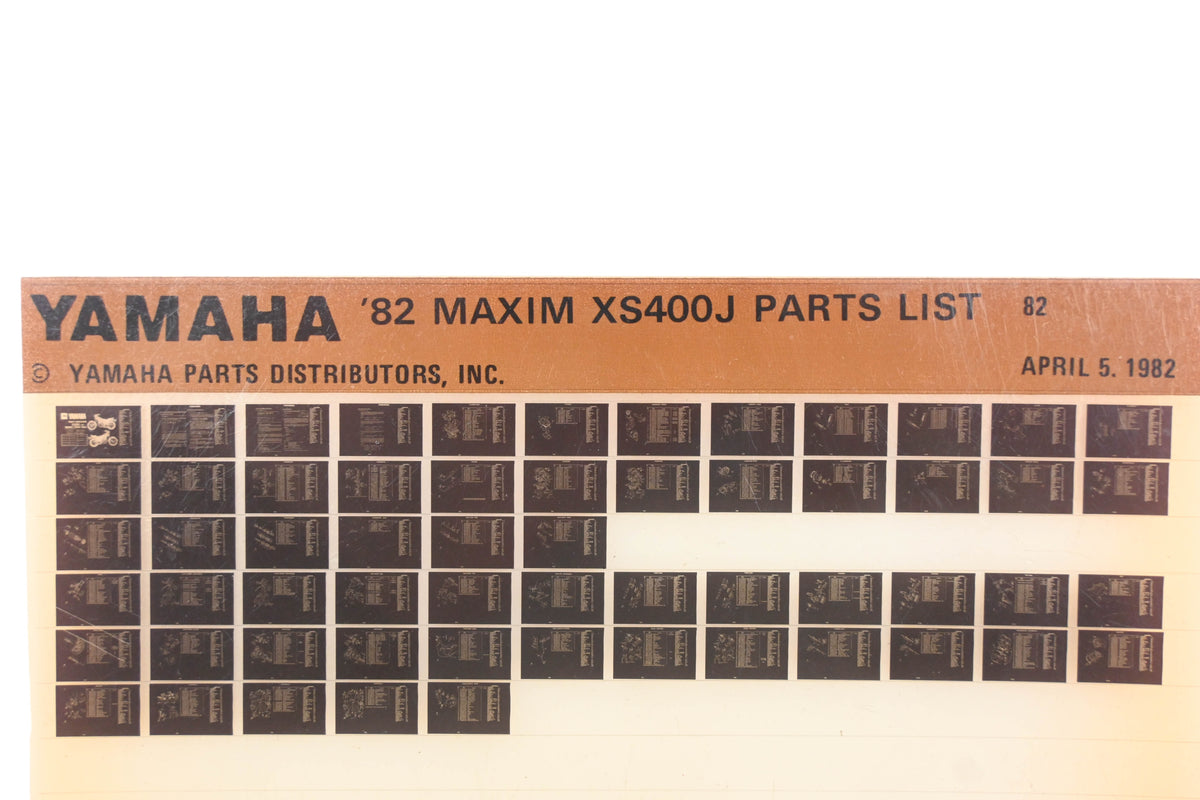 OEM Yamaha AM010-84 1982 Maxim XS400J Parts List Microfiche Rev:4/5/1982