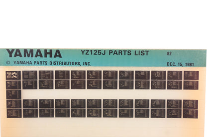 OEM Yamaha AM010-87 1982 YZ125J Parts List Microfiche Rev:12/15/1981