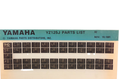 OEM Yamaha AM010-88 1982 YZ125J Parts List Microfiche Rev:11/19/1981