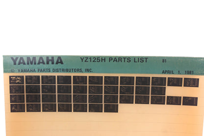 OEM Yamaha AM010-89 1981 YZ125H Parts List Microfiche Rev:4/1/1981