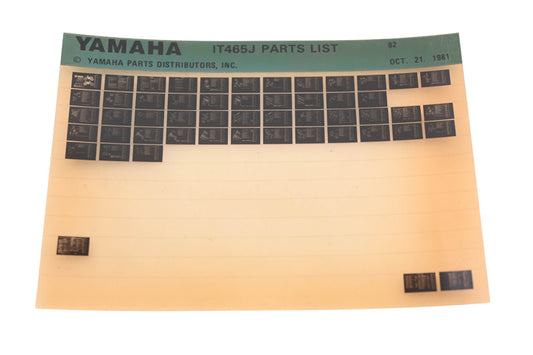 OEM Yamaha AM010-93 1982 IT465J Parts List Microfiche Rev:10/21/1981
