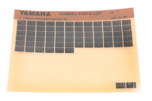 OEM Yamaha AM010-97 1982 XJ650RJ Parts List Microfiche Rev:9/30/1981