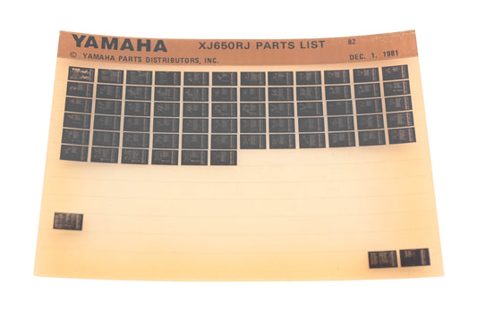 OEM Yamaha AM010-98 1982 XJ650RJ Parts List Microfiche Rev:12/1/1981