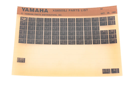 OEM Yamaha AM010-101 1982 XS650SJ Parts List Microfiche Rev:10/29/1981