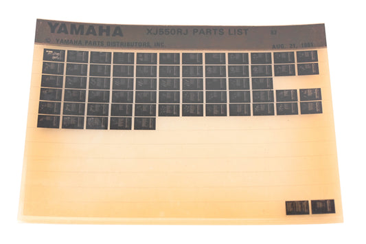 OEM Yamaha AM010-105 1982 XJ550RJ Parts List Microfiche Rev:8/21/1981