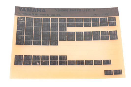OEM Yamaha AM010-107 1978 XS400E Parts List Microfiche Rev:7/17/1981