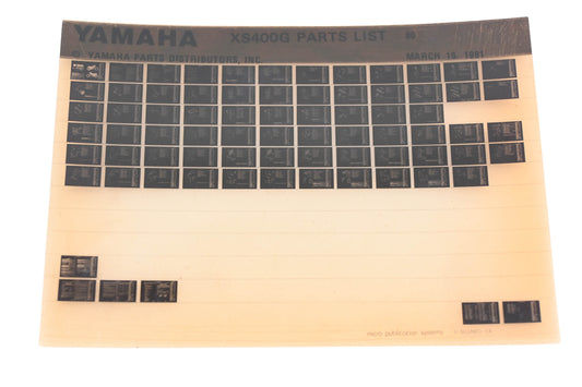 OEM Yamaha AM010-108 1980 XS400G Parts List Microfiche Rev:3/16/1981