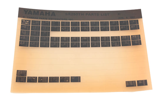 OEM Yamaha AM010-109 1981 SR250TH Parts List Microfiche Rev:8/4/1981