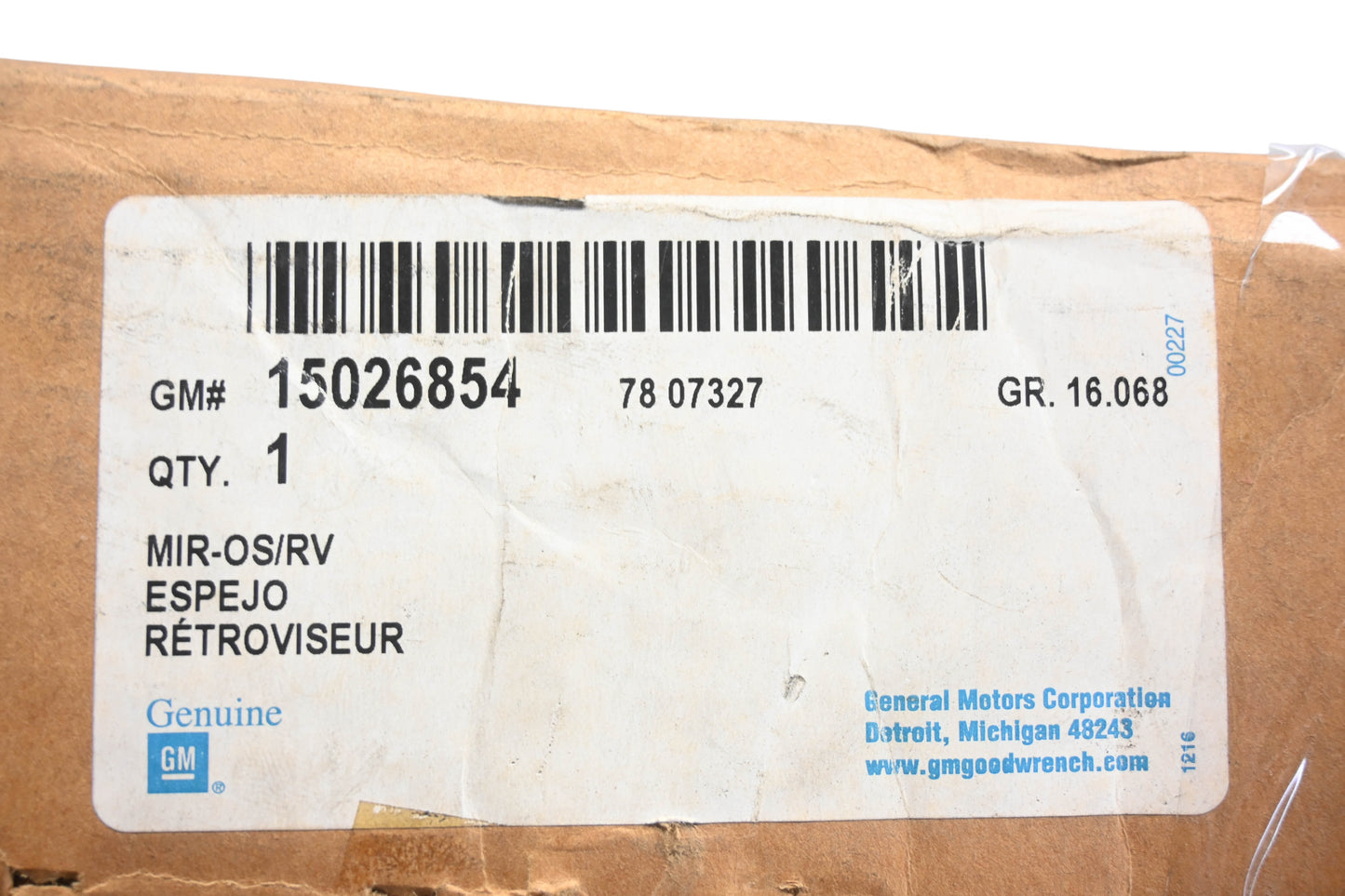 General Motors 15026854 Side Mirror Assembly NOS