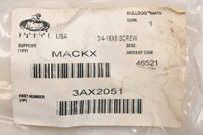 Mack 3AX2051 Screw 3/4-16x6 NOS