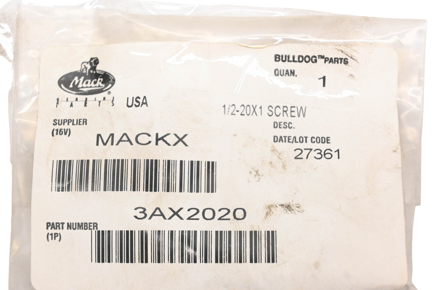 Mack 3AX2020, 25157896 Flange Screw 1/2-20x1 NOS