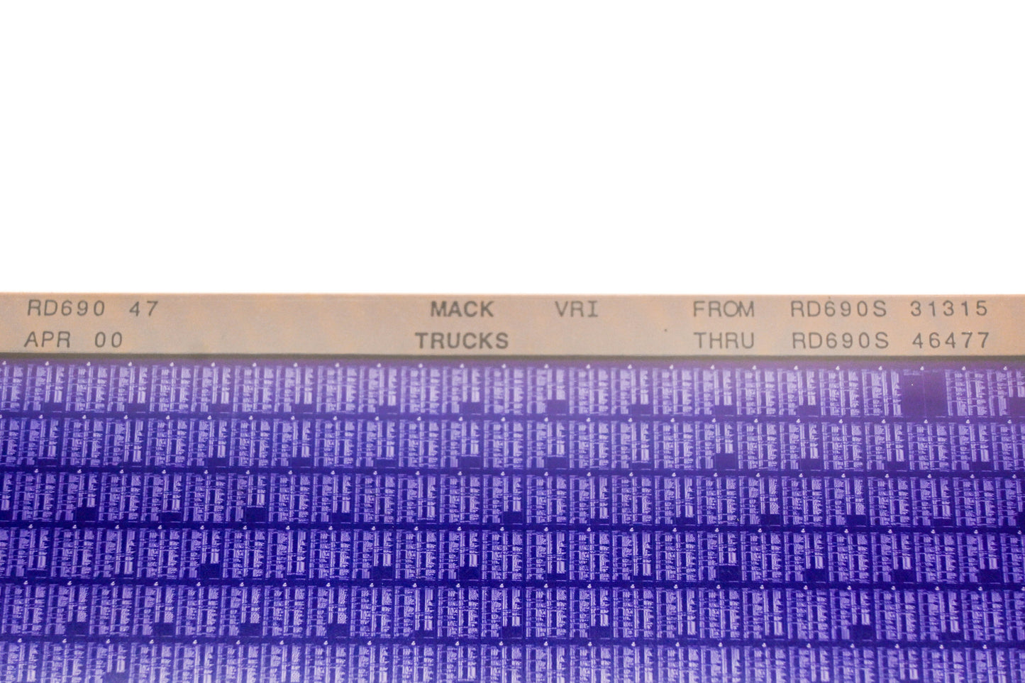 Mack RD690 47 RD690S31315 - RD690S46477 VRI Microfiche NOS
