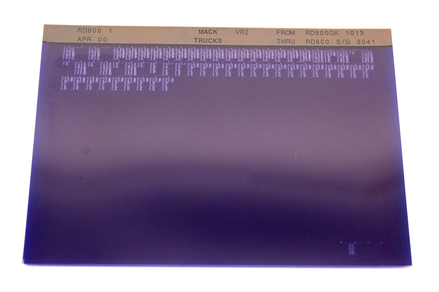 Mack RD800 1 RD800GK 1013 - RD800 S/G 3041 VRI Microfiche NOS