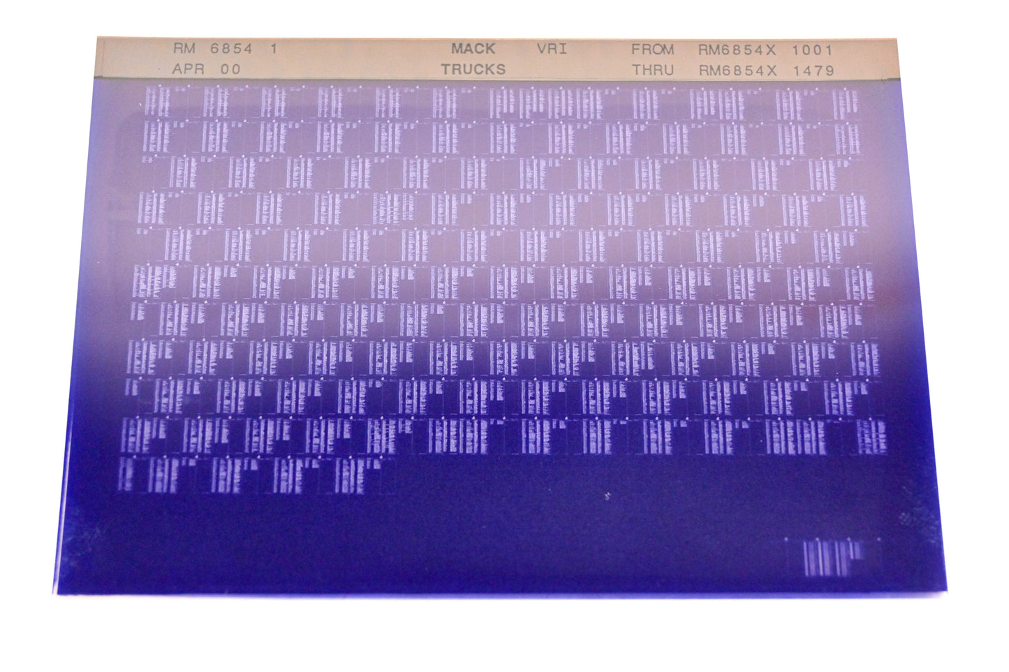 Mack RM6854 1 RM6854X1001 - RM6854X1479 VRI Microfiche NOS