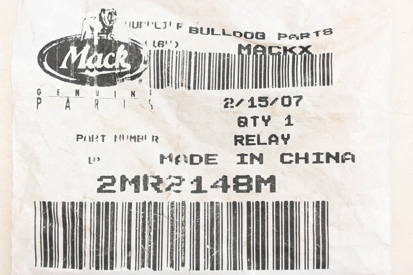 Mack 2MR2148M, 898H-1CH-D-R1 Song Chuan Relay NOS