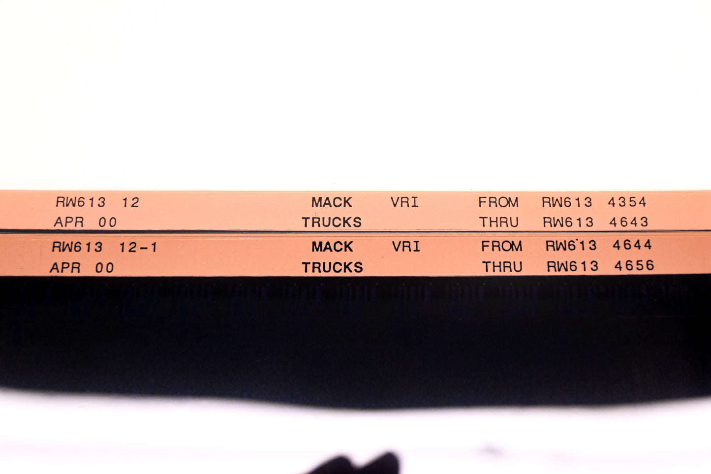 Mack RW613 12, RW613 12-1 RW6134354 - RW6134656 VRI Microfiche Lot of 2 NOS