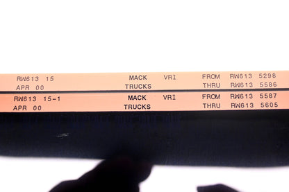 Mack RW613 15, RW613 15-1 RW6135298 - RW6135605 VRI Microfiche Lot of 2 NOS