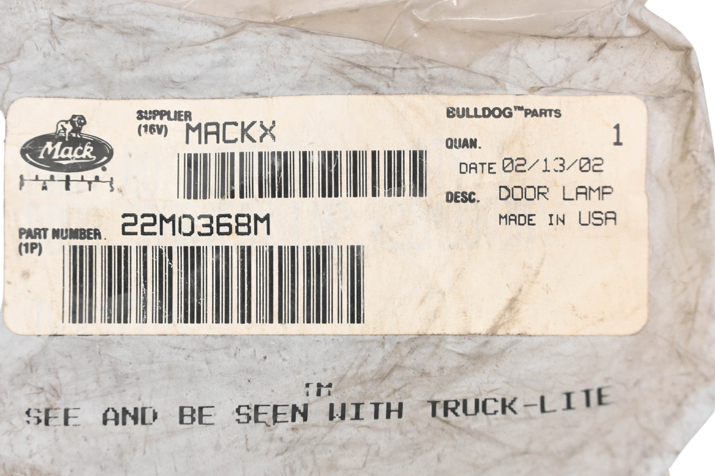 Mack 22MO368M, 25770C Truck-Lite Door Lamp Assembly NOS