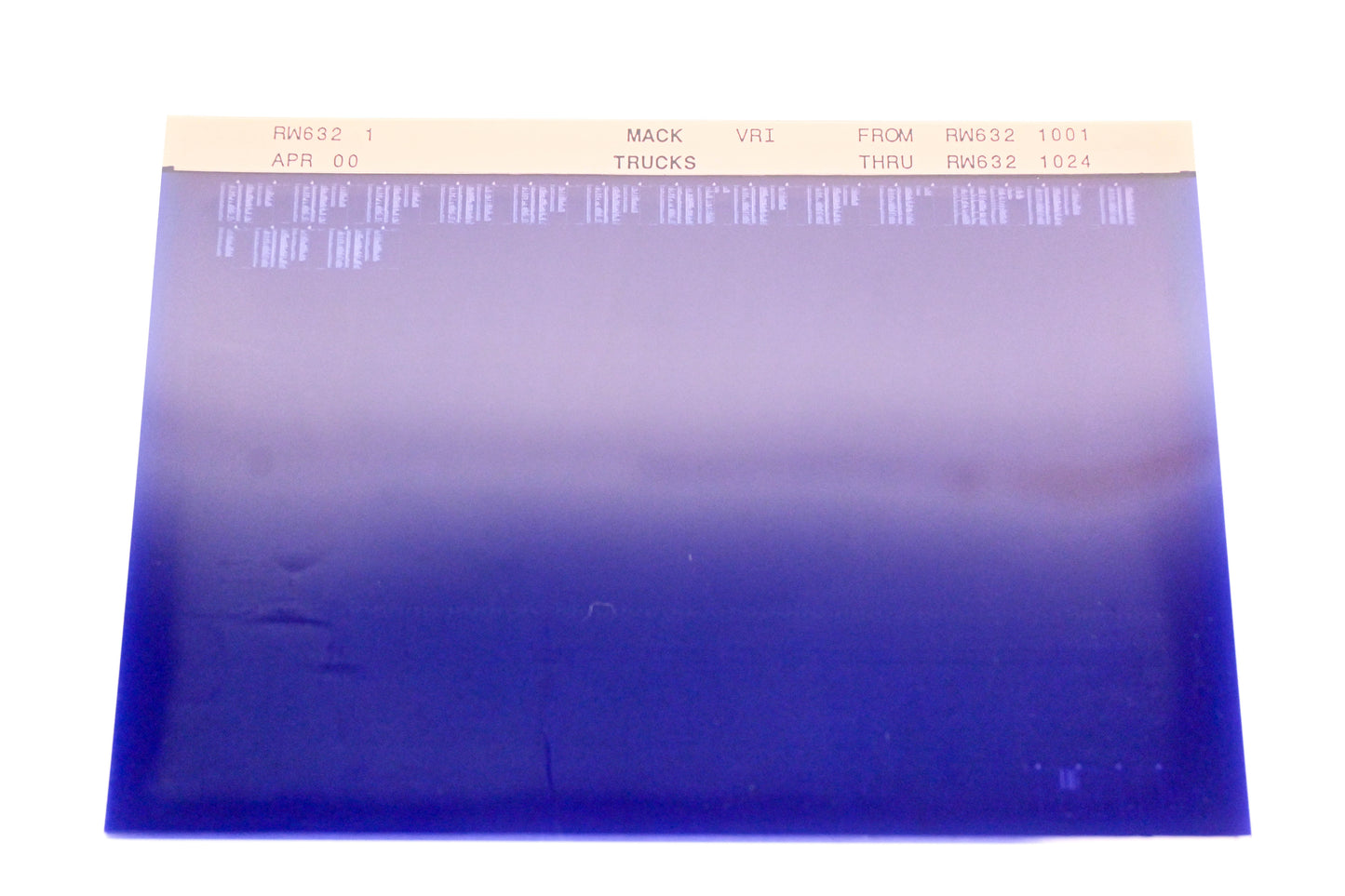 Mack RW632 1 RW6321001 - RW6321024 VRI Microfiche NOS