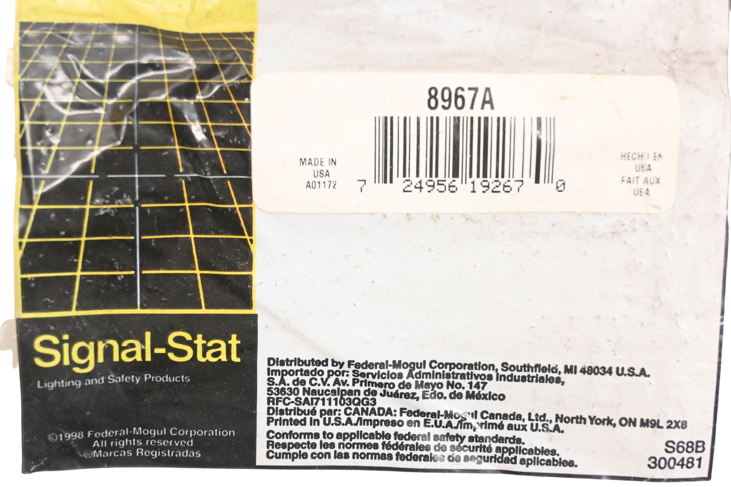 Signal-Stat 8967A Amber Replacement Lens NOS