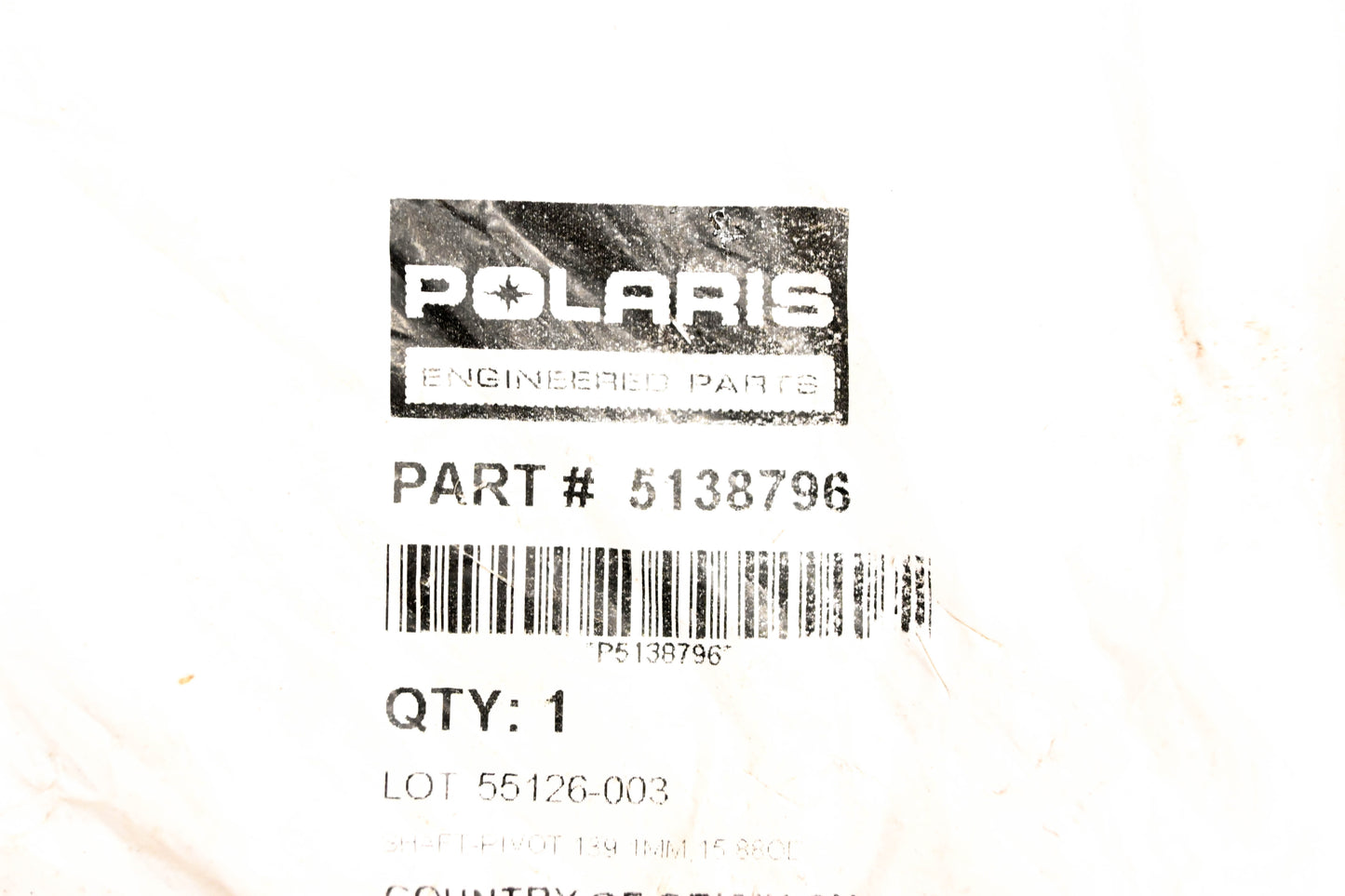 Polaris 5138796 Pivot Shaft NOS