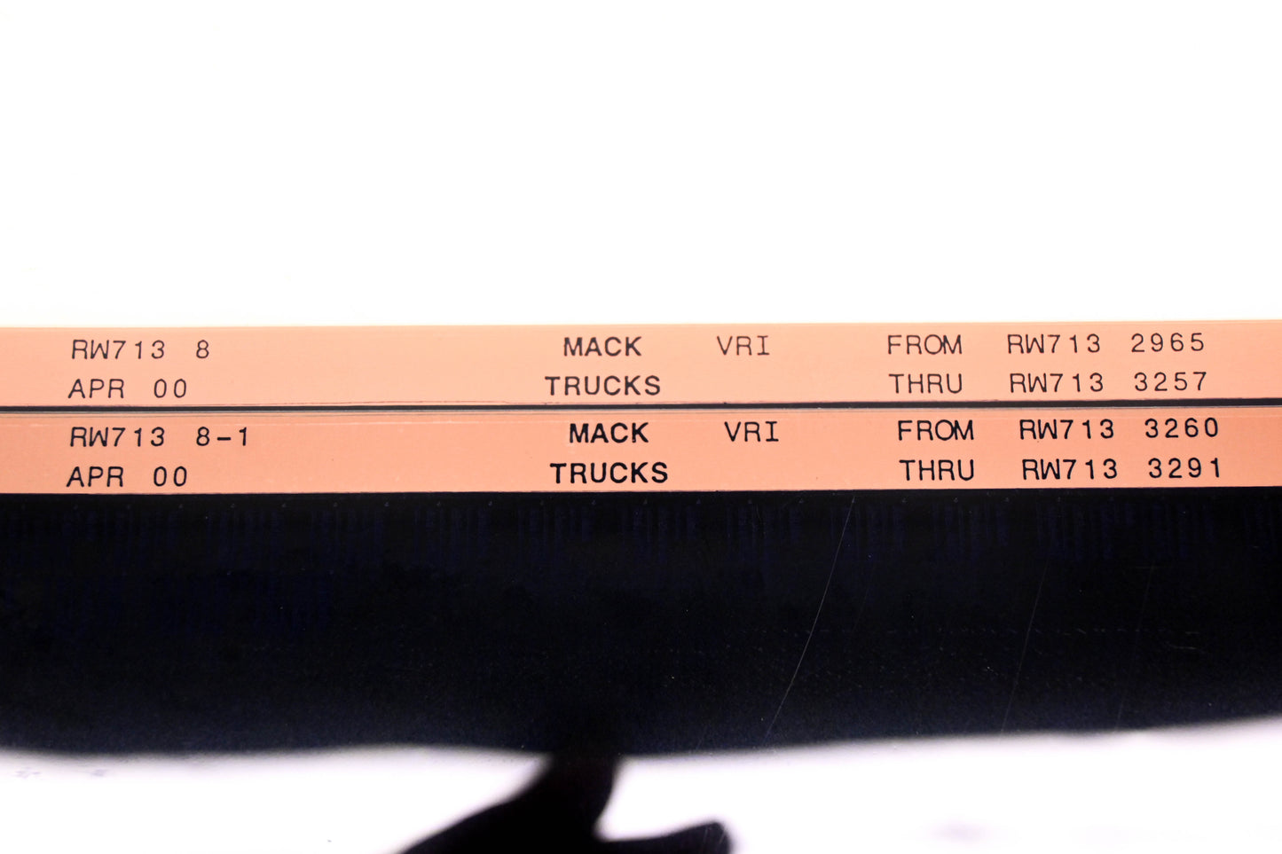 Mack RW713 8, Rw713 8-1 RW7132965 - RW7133291 VRI Microfiche Lot of 2 NOS