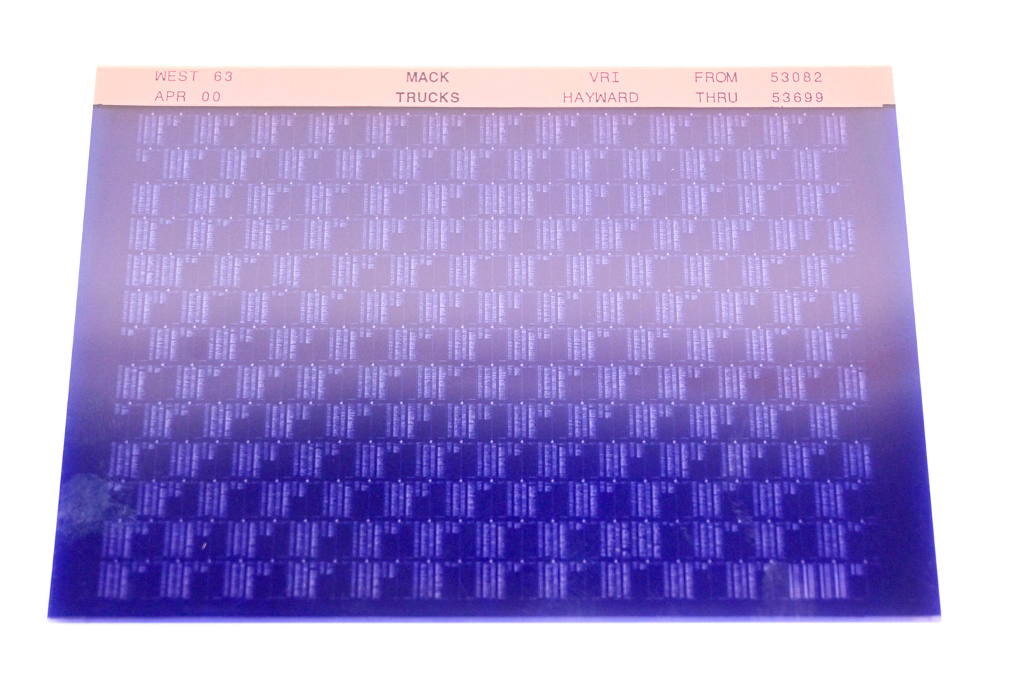 Mack WEST 63 VRI Hayward 53082 -53699 Microfiche NOS